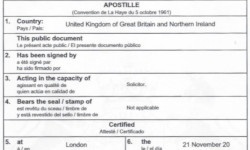 Apostille Certificate United Kingdom